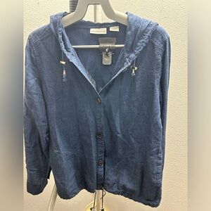 Liz Claiborne hooded top, drawstring waist and hood, EUC